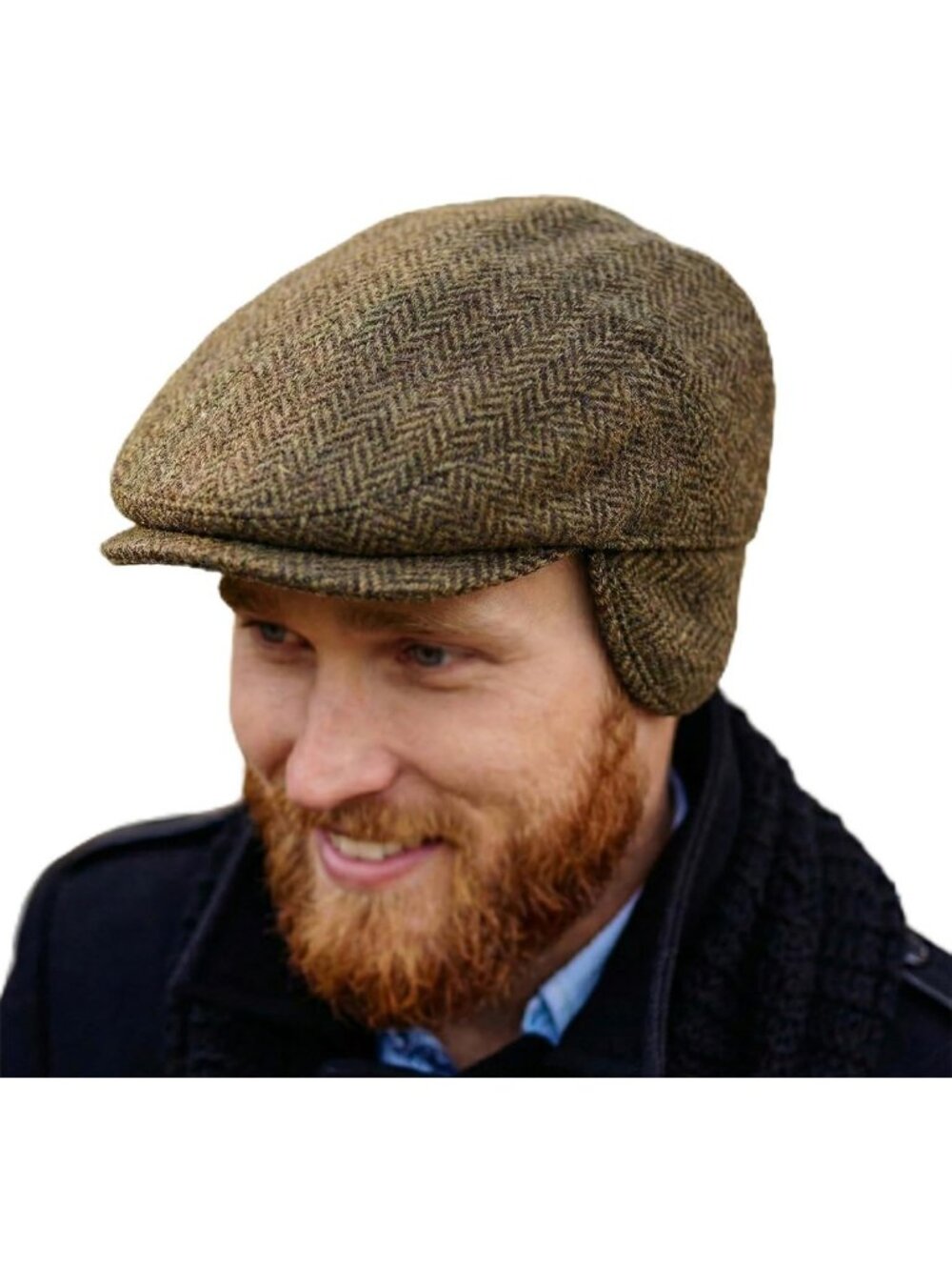 100% Wool Irish Flat Cap with Tuck-Away Ear Flaps | Stylish & Warm Headwear